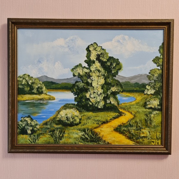 Glezna  40x50 ''Pie ezera''.