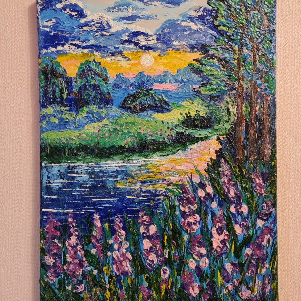 Glezna  30x40 ''Zilās lupīnas''.