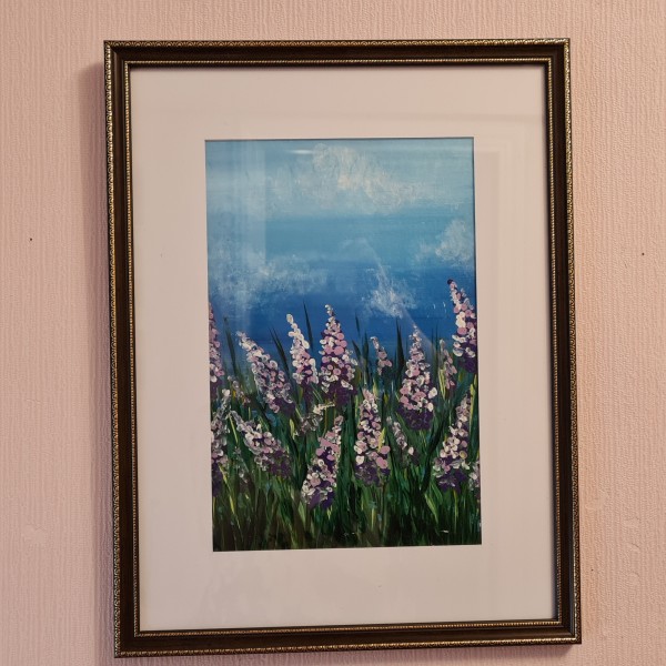 Glezna  20x30 "Lupīnas", rāmis ar stiklu.