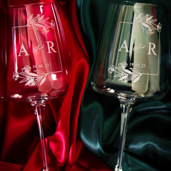2x Kāzu Glāzes ar Gravējumu 540 ml